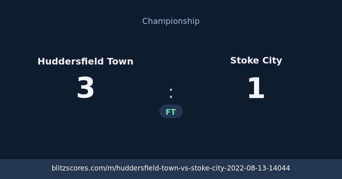 Huddersfield Town vs Stoke City score card