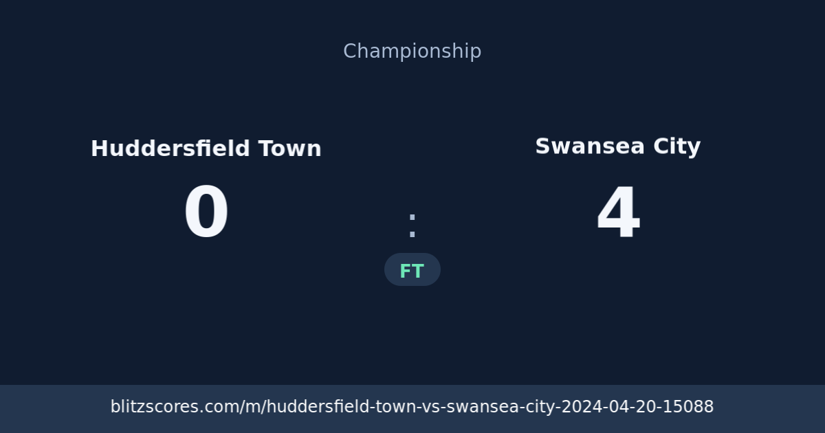 Huddersfield Town vs Swansea City score card