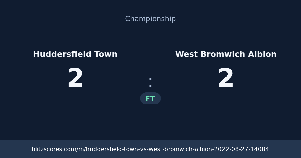 Huddersfield Town vs West Bromwich Albion score card