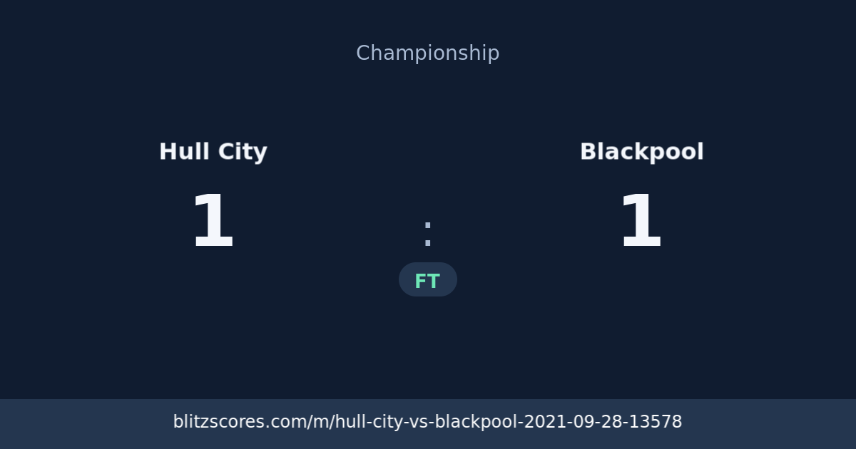Hull City vs Blackpool score card