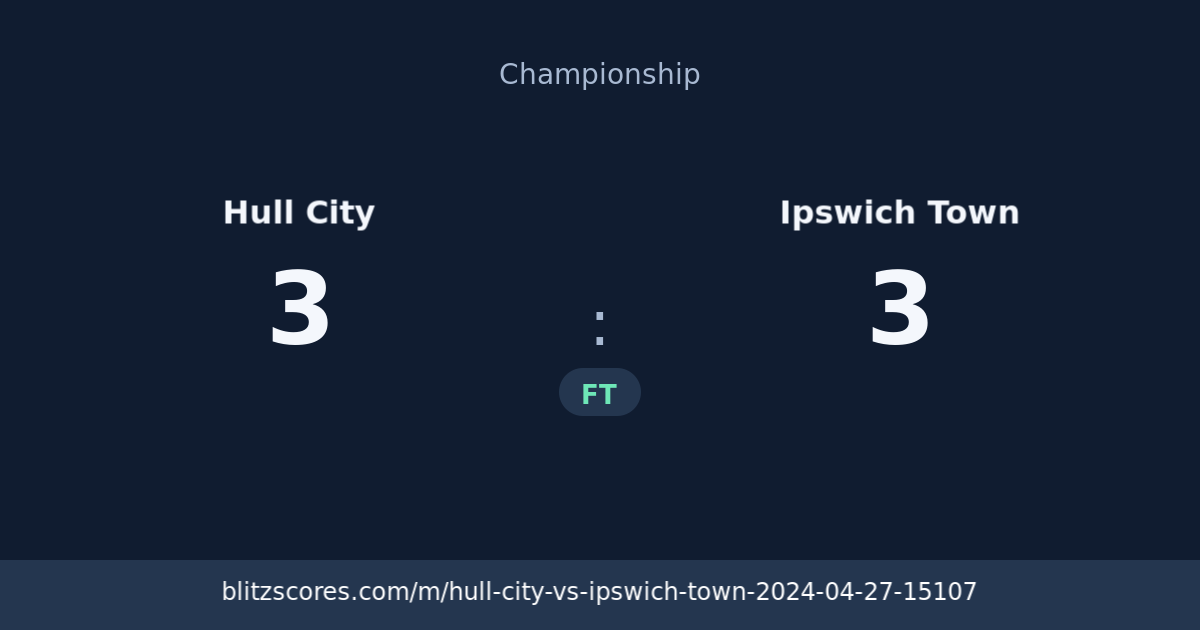 Hull City vs Ipswich Town score card