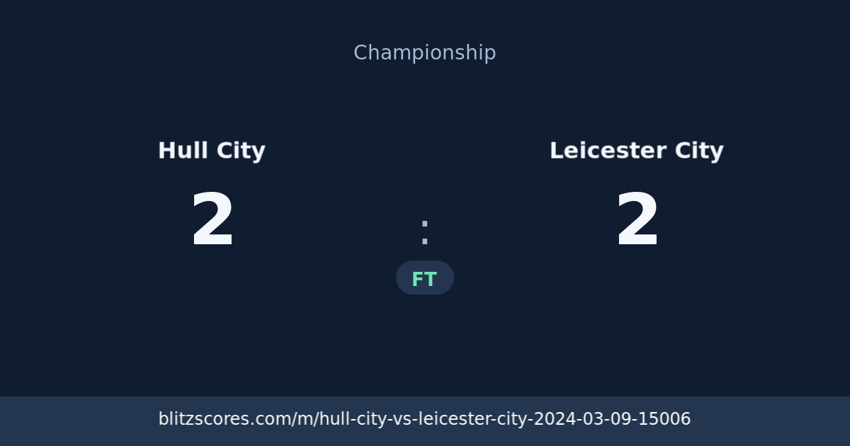 Hull City vs Leicester City score card