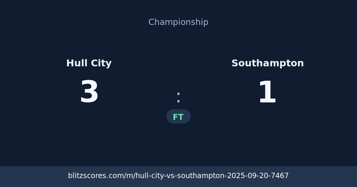 Hull City vs Southampton score card