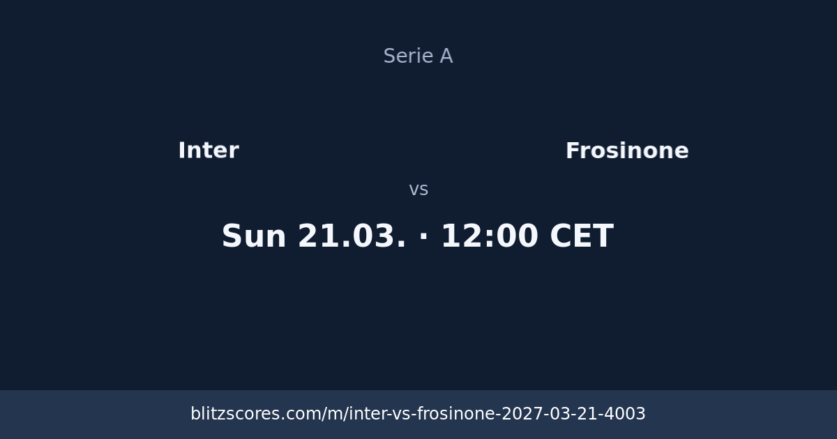 Inter vs Frosinone score card