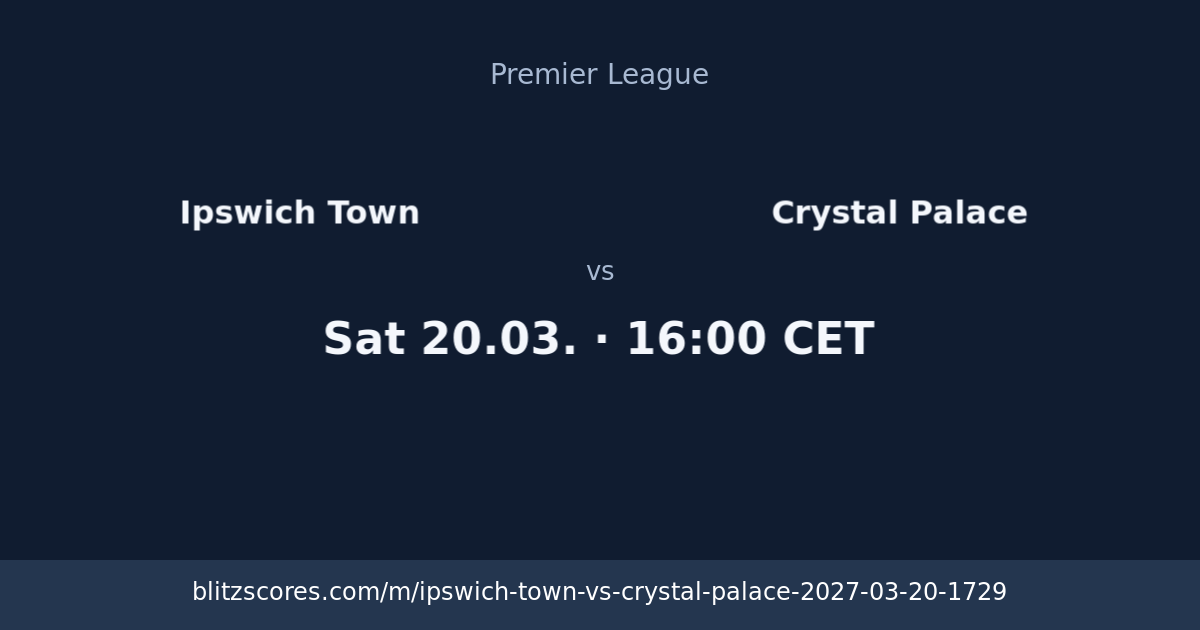Ipswich Town vs Crystal Palace score card