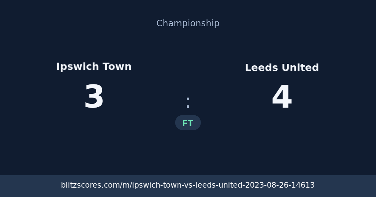 Ipswich Town vs Leeds United score card