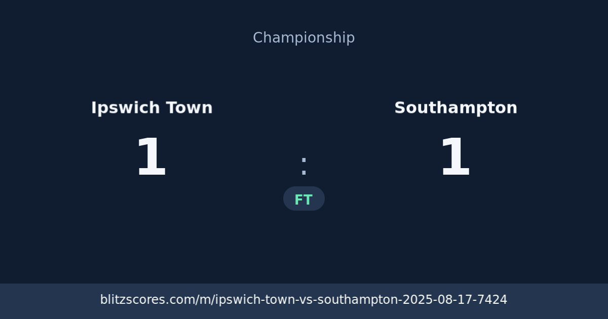 Ipswich Town vs Southampton score card