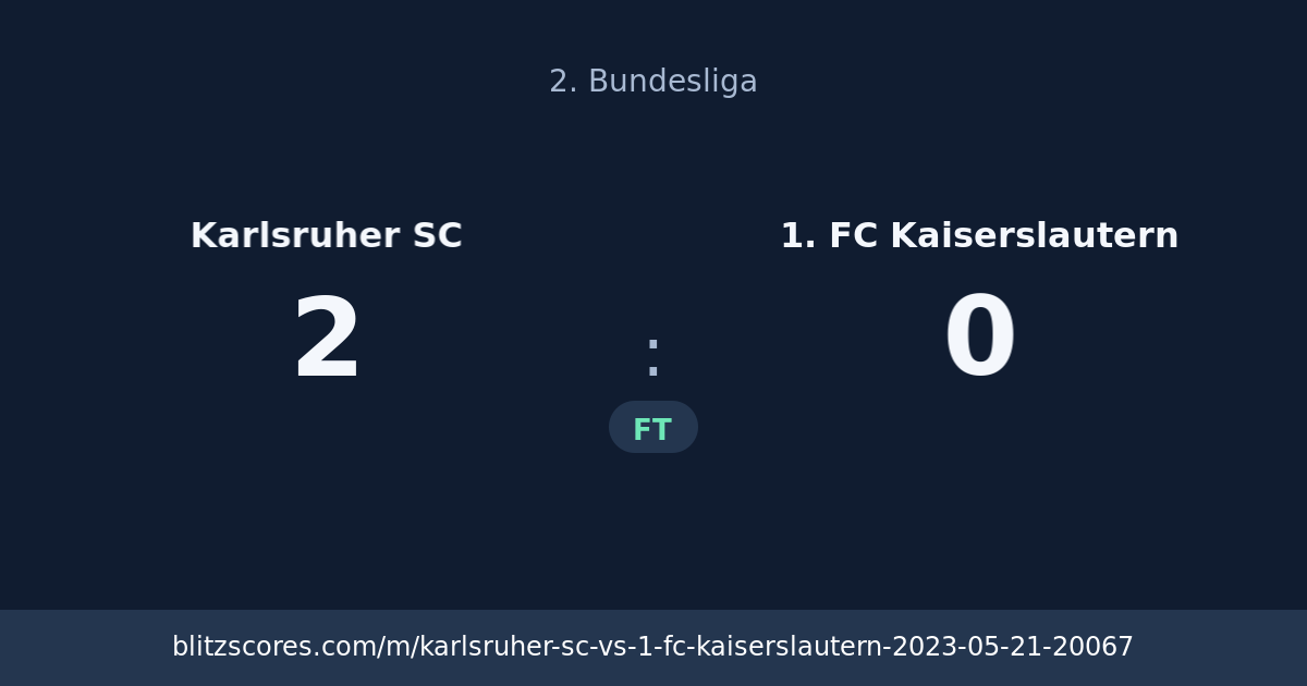 Karlsruher SC vs 1. FC Kaiserslautern score card