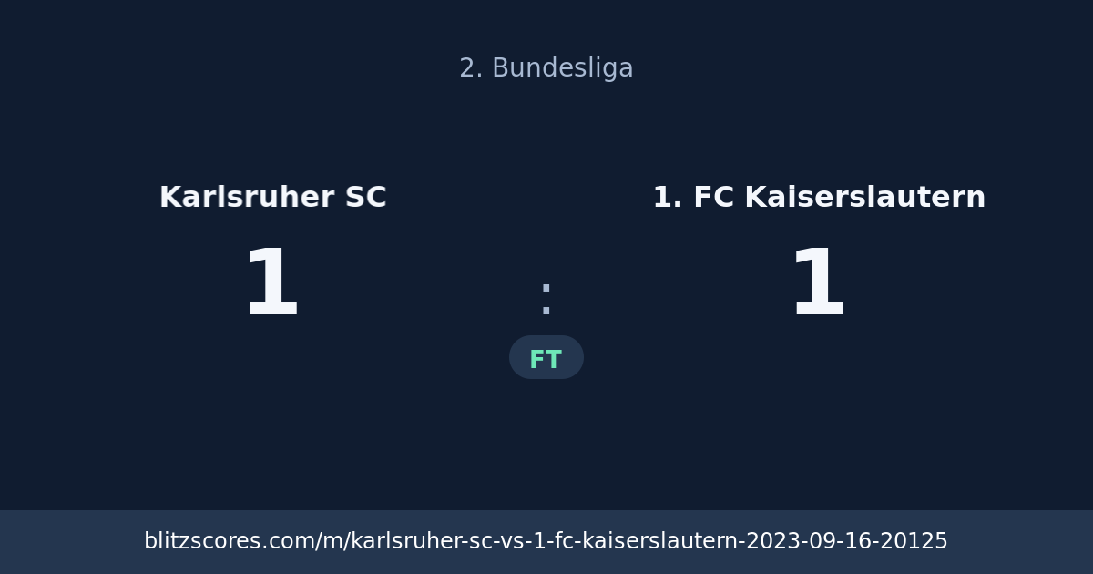 Karlsruher SC vs 1. FC Kaiserslautern score card