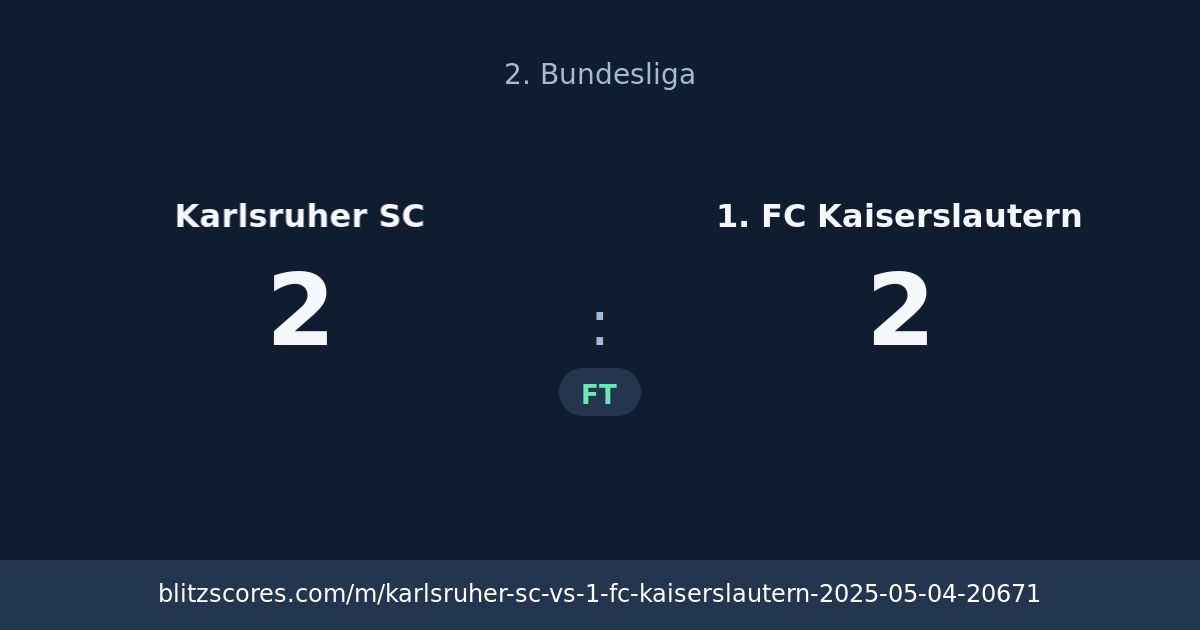 Karlsruher SC vs 1. FC Kaiserslautern score card