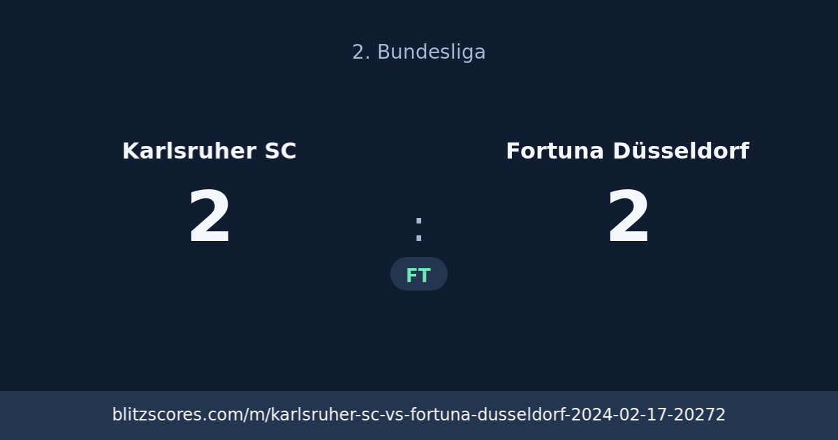 Karlsruher SC vs Fortuna Düsseldorf score card