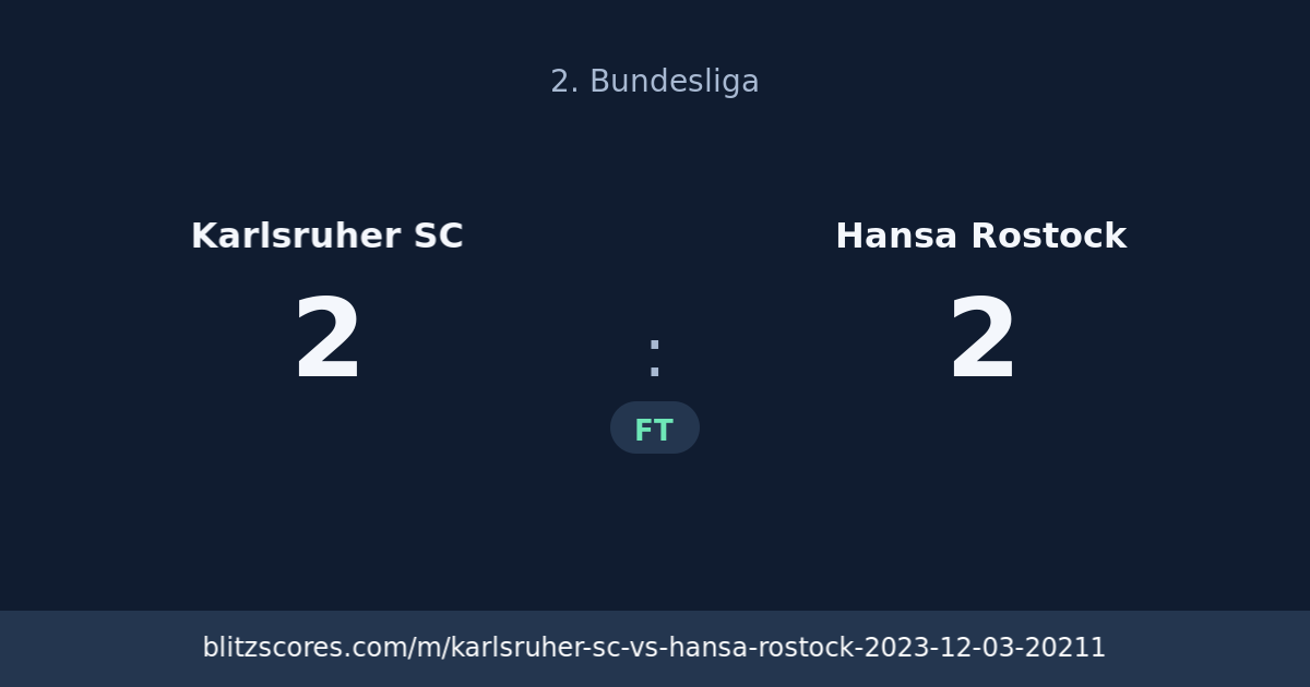 Karlsruher SC vs Hansa Rostock score card
