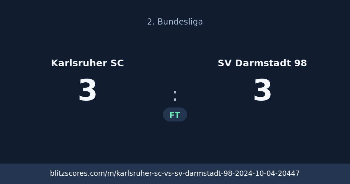 Karlsruher SC vs SV Darmstadt 98 score card