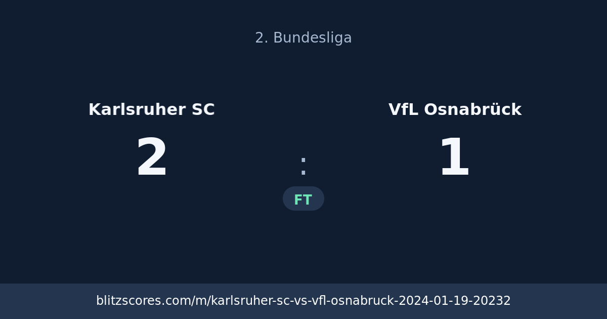 Karlsruher SC vs VfL Osnabrück score card