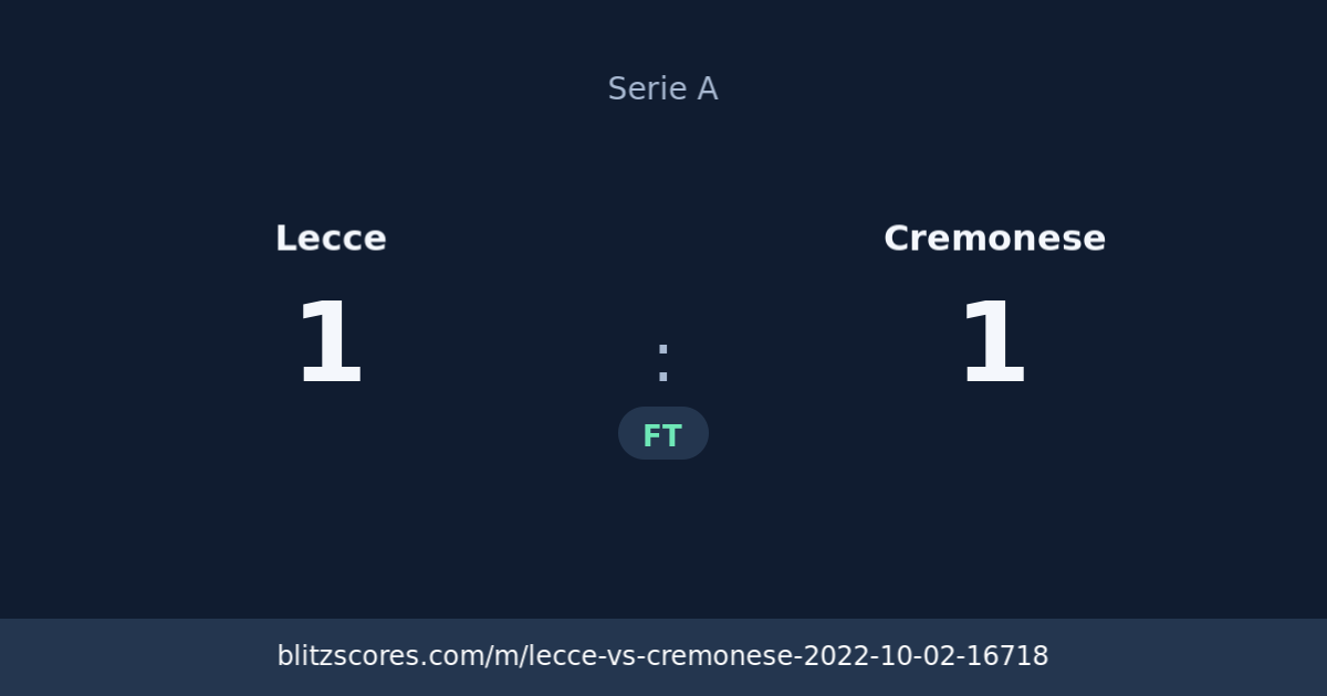Lecce vs Cremonese score card
