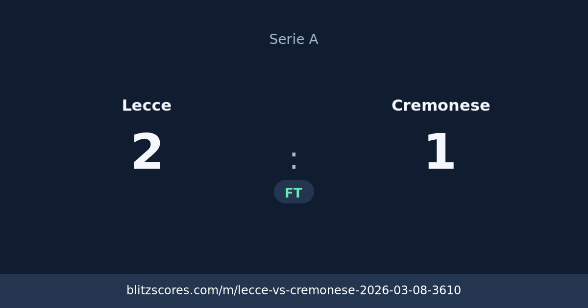 Lecce vs Cremonese score card