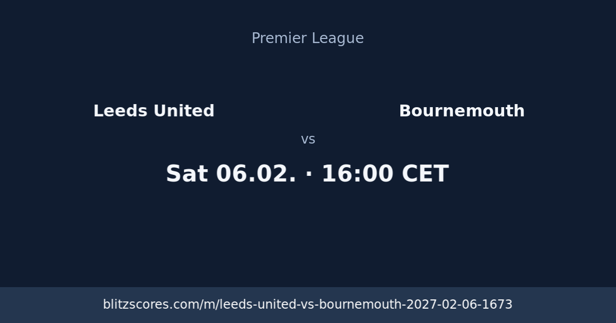 Leeds United vs Bournemouth score card