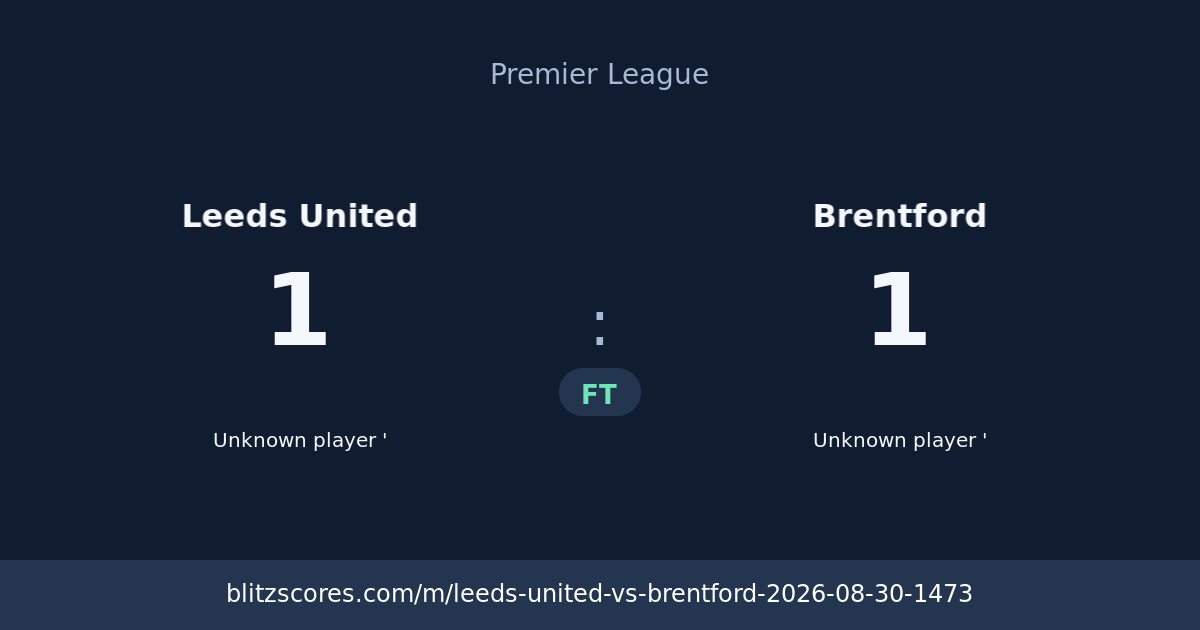 Leeds United vs Brentford score card