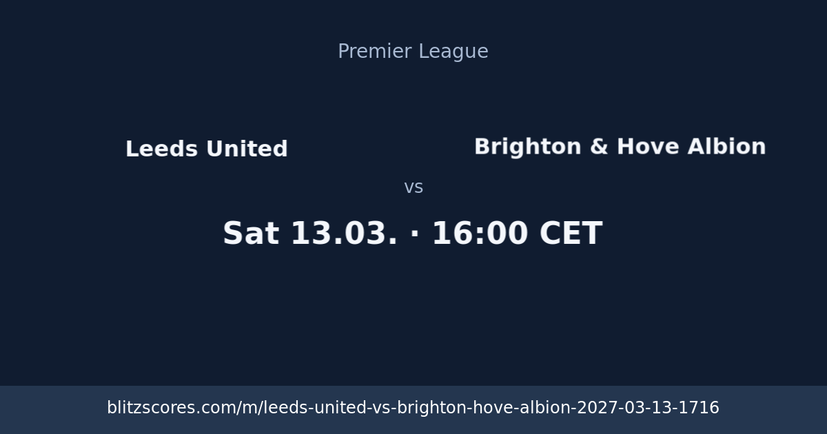 Leeds United vs Brighton & Hove Albion score card
