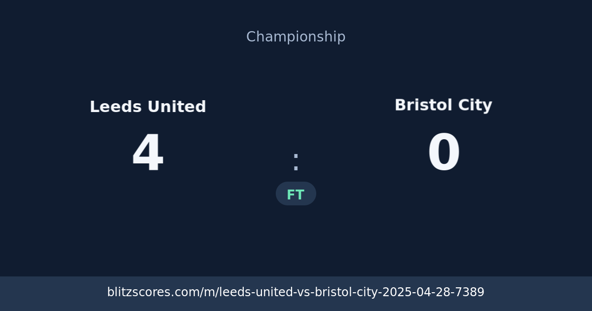 Leeds United vs Bristol City score card