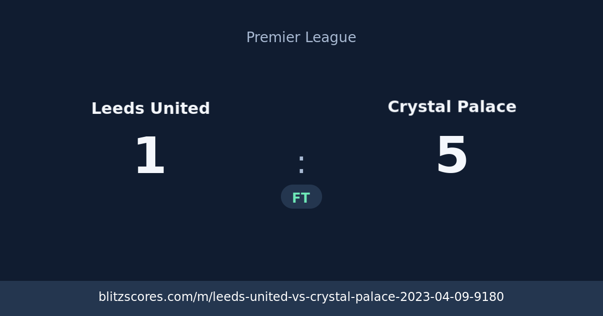 Leeds United vs Crystal Palace score card