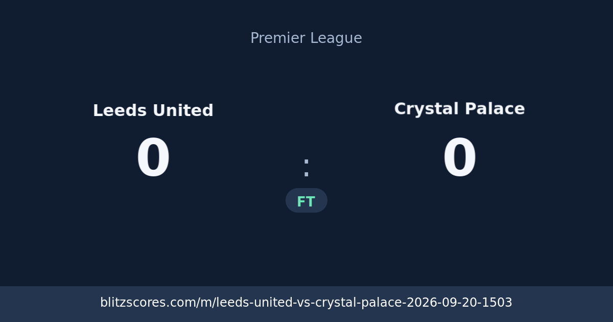 Leeds United vs Crystal Palace score card