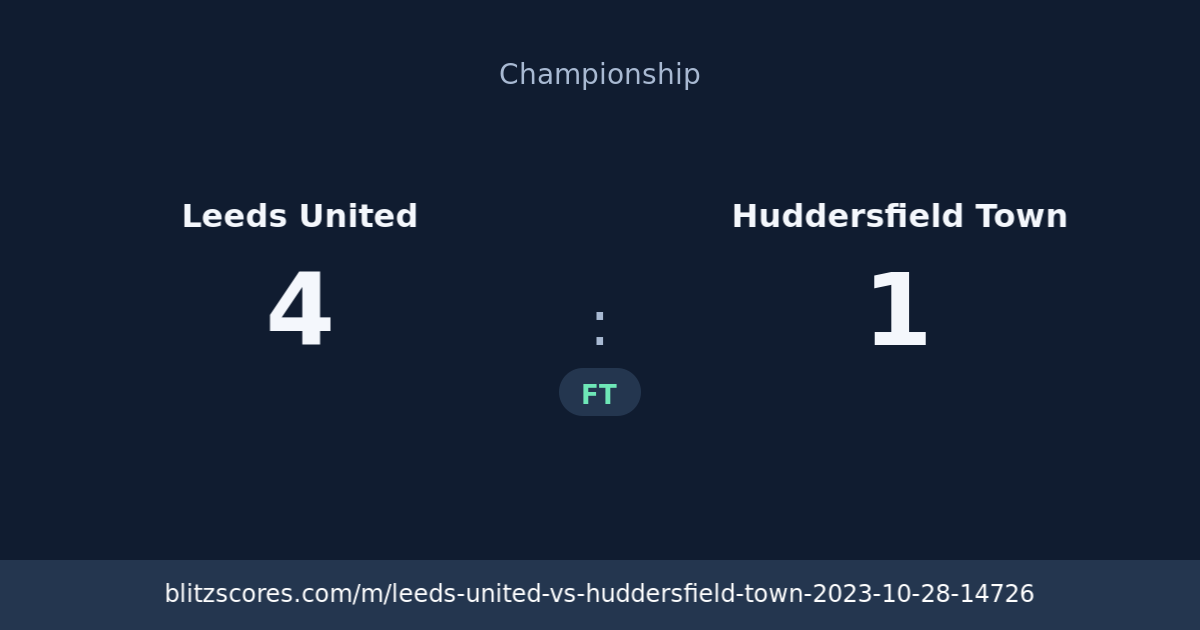 Leeds United vs Huddersfield Town score card
