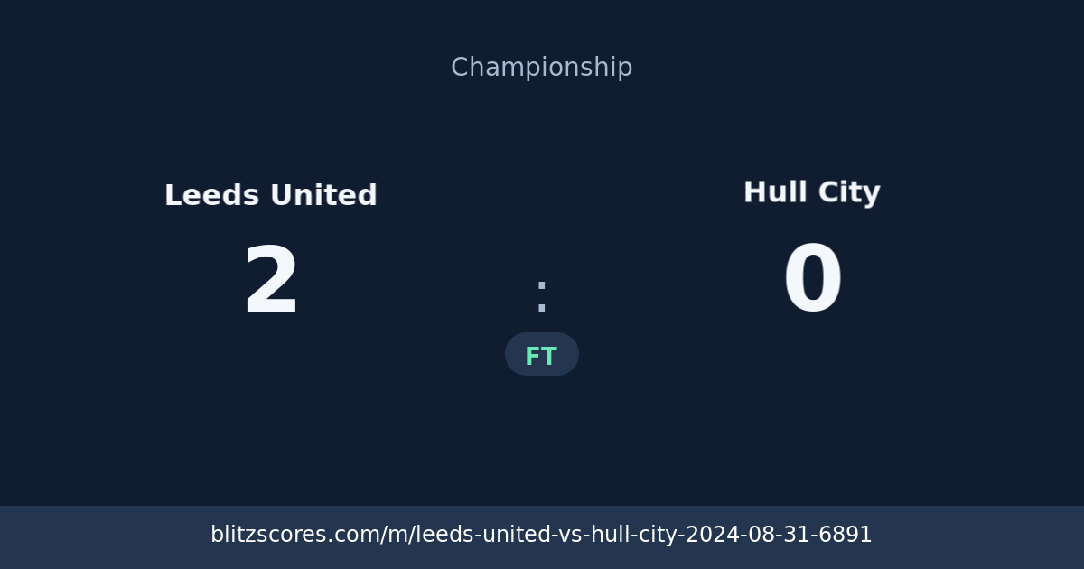 Leeds United vs Hull City score card