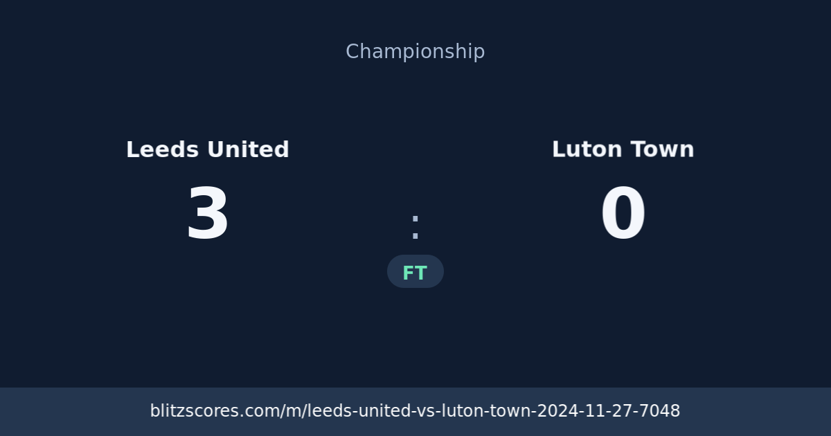 Leeds United vs Luton Town score card