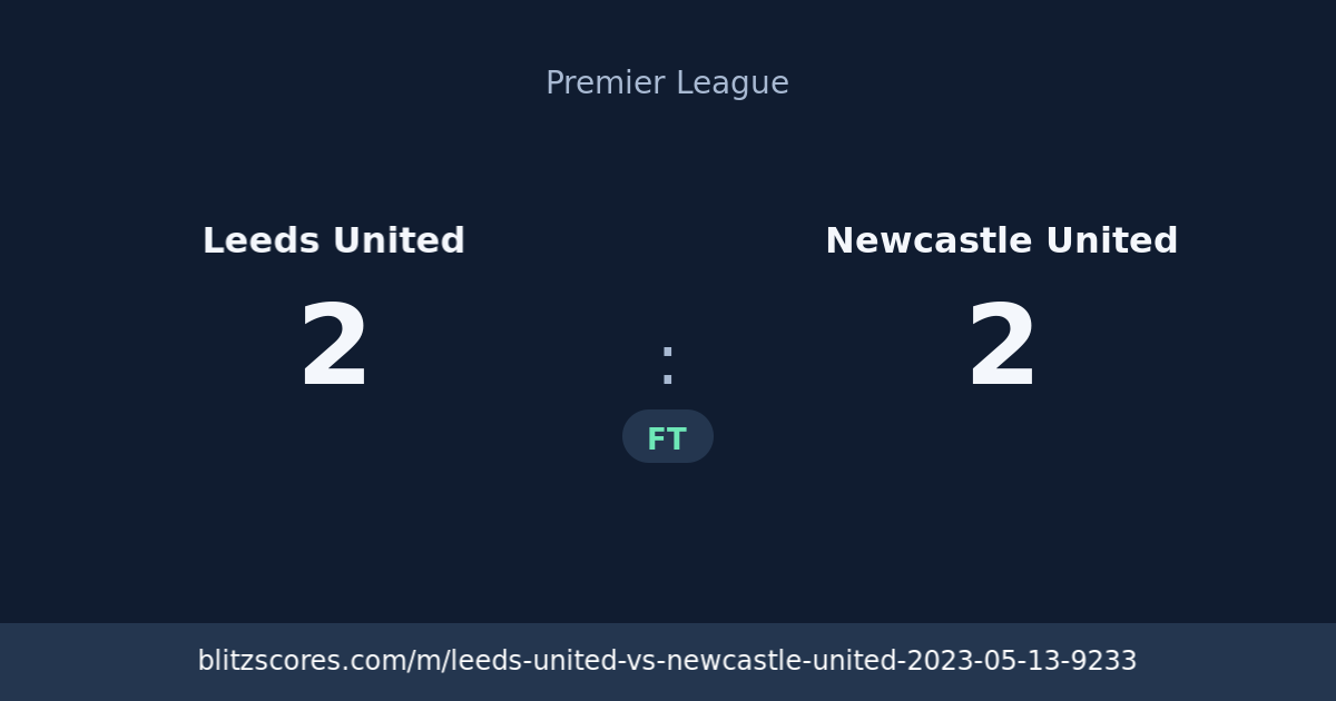 Leeds United vs Newcastle United score card