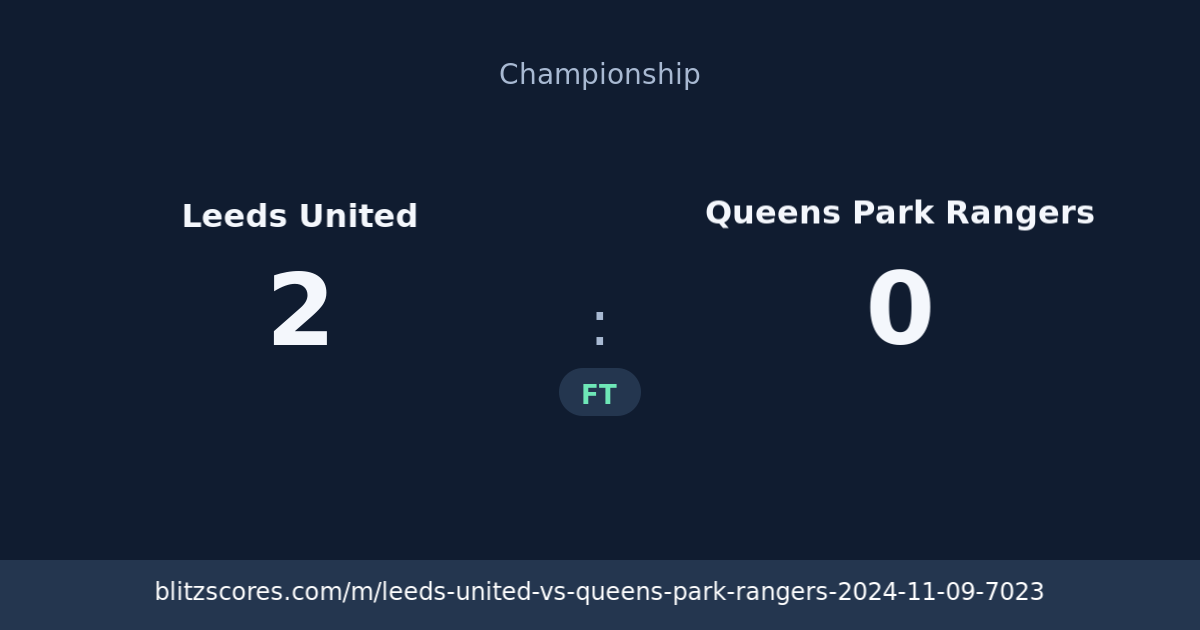Leeds United vs Queens Park Rangers score card
