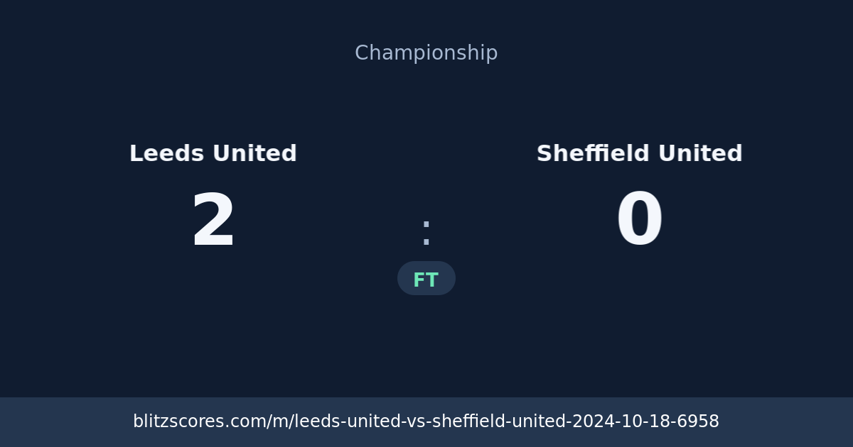 Leeds United vs Sheffield United score card
