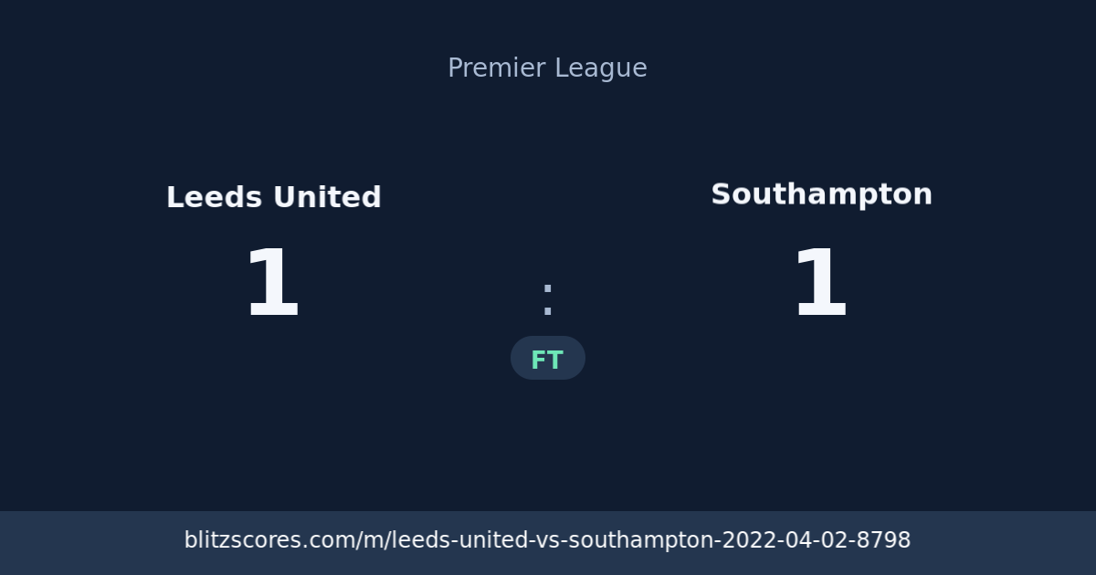 Leeds United vs Southampton score card