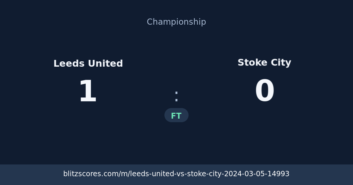 Leeds United vs Stoke City score card