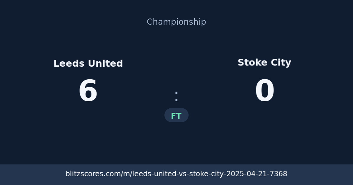 Leeds United vs Stoke City score card