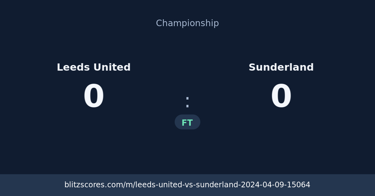 Leeds United vs Sunderland score card