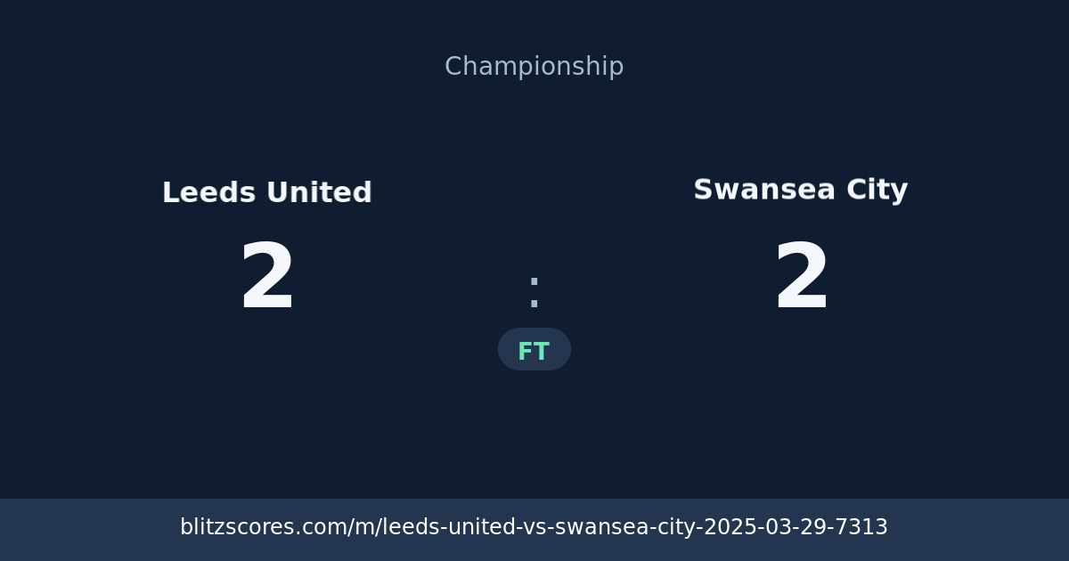 Leeds United vs Swansea City score card