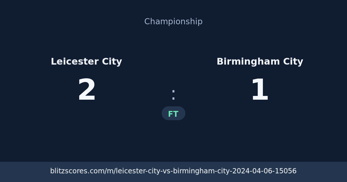 Leicester City vs Birmingham City score card