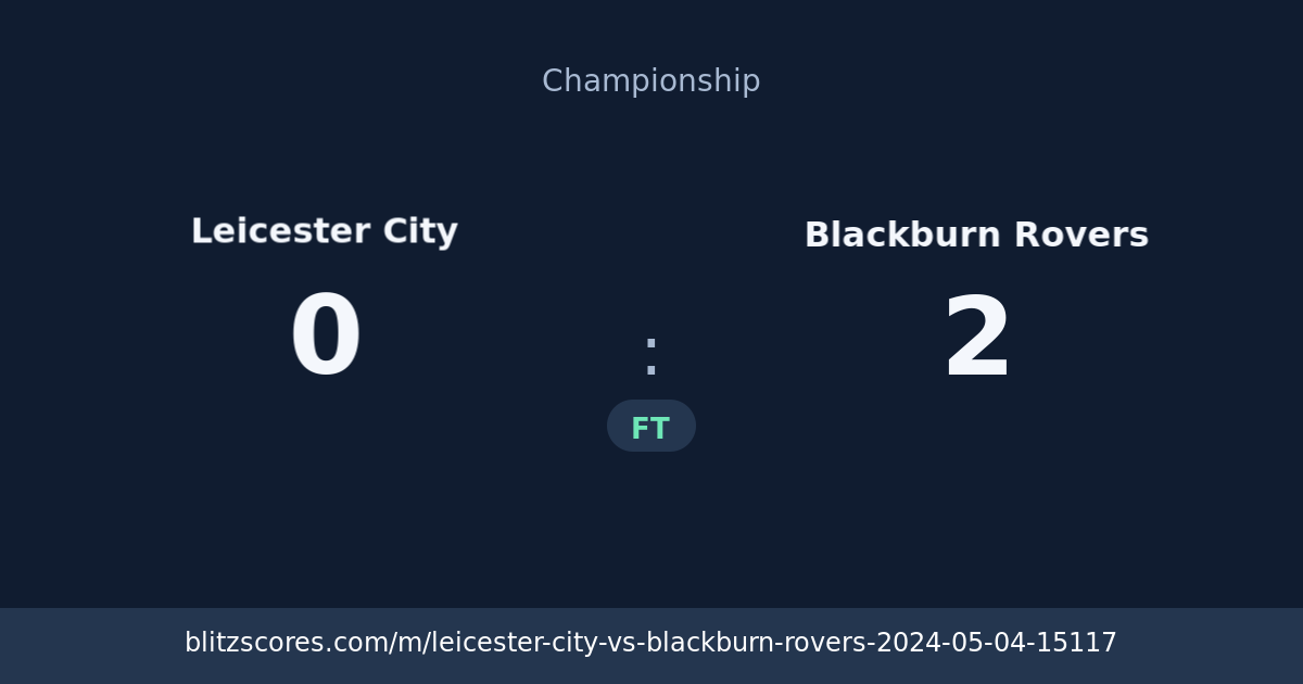 Leicester City vs Blackburn Rovers score card