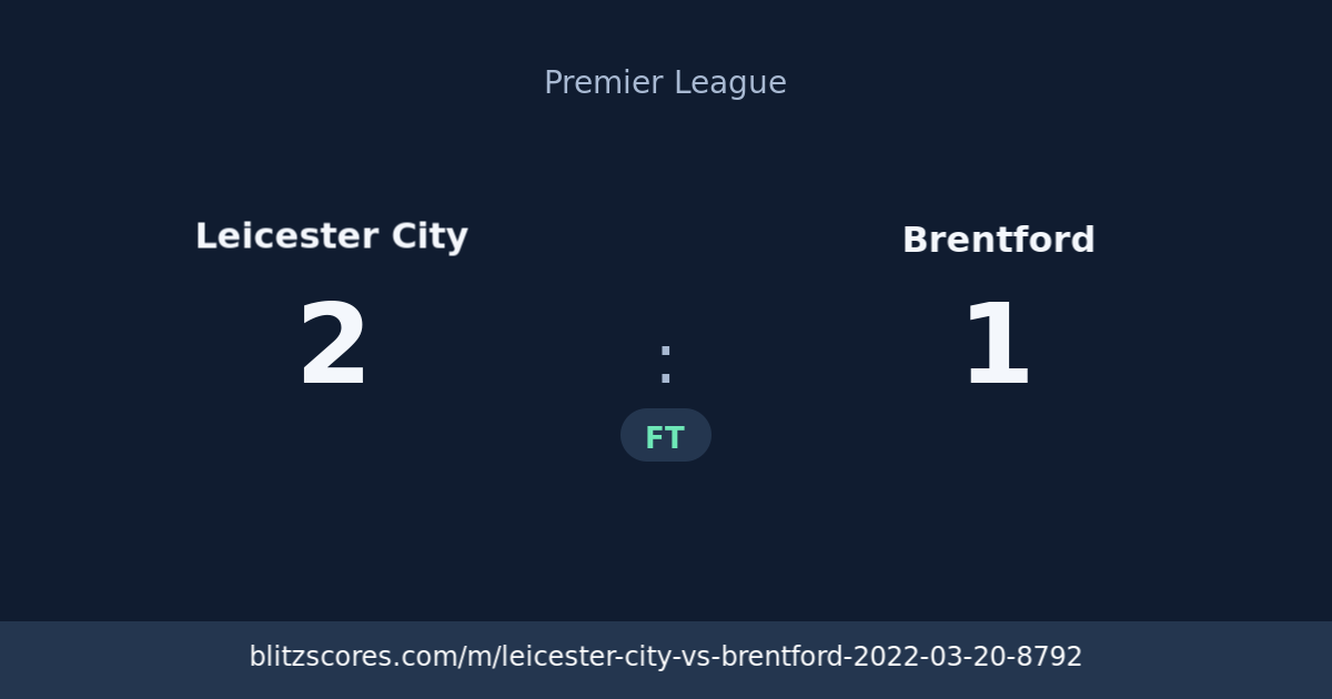 Leicester City vs Brentford score card