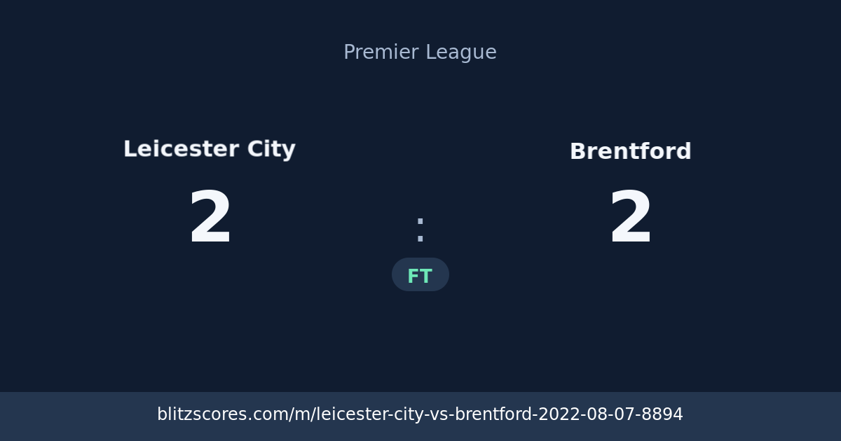 Leicester City vs Brentford score card