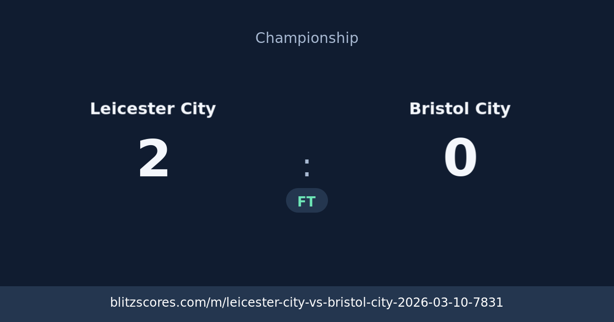 Leicester City vs Bristol City score card