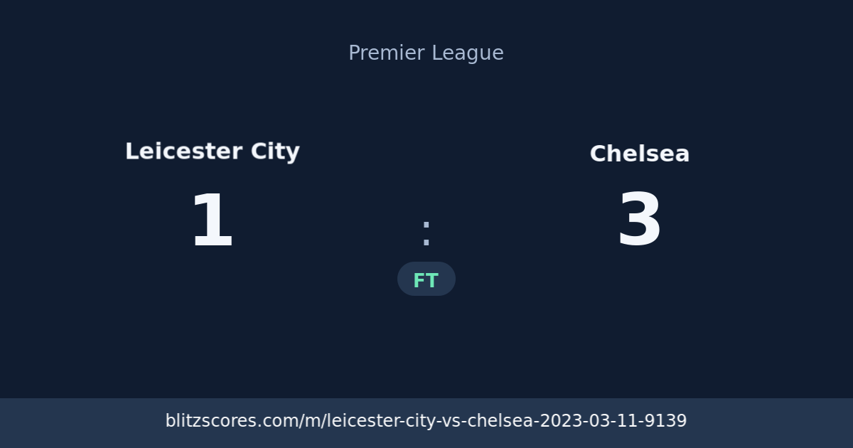 Leicester City vs Chelsea score card