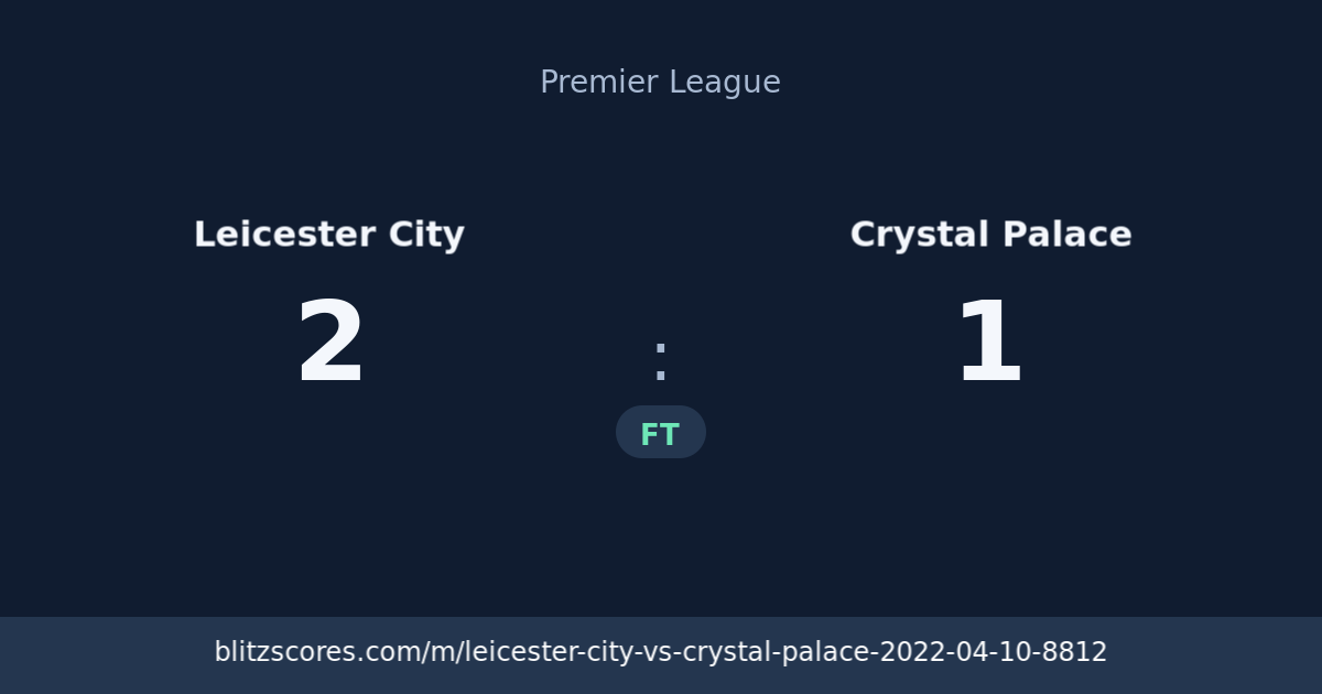 Leicester City vs Crystal Palace score card