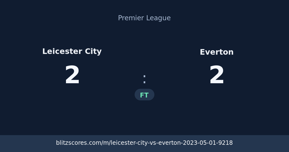 Leicester City vs Everton score card