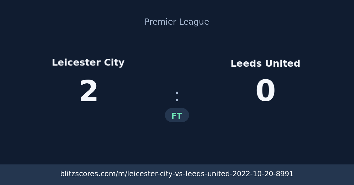 Leicester City vs Leeds United score card