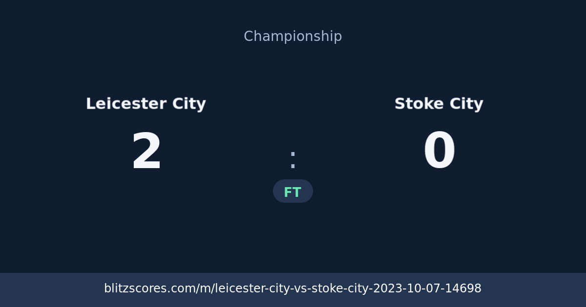 Leicester City vs Stoke City score card
