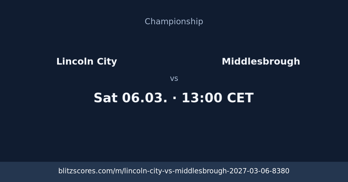 Lincoln City vs Middlesbrough score card