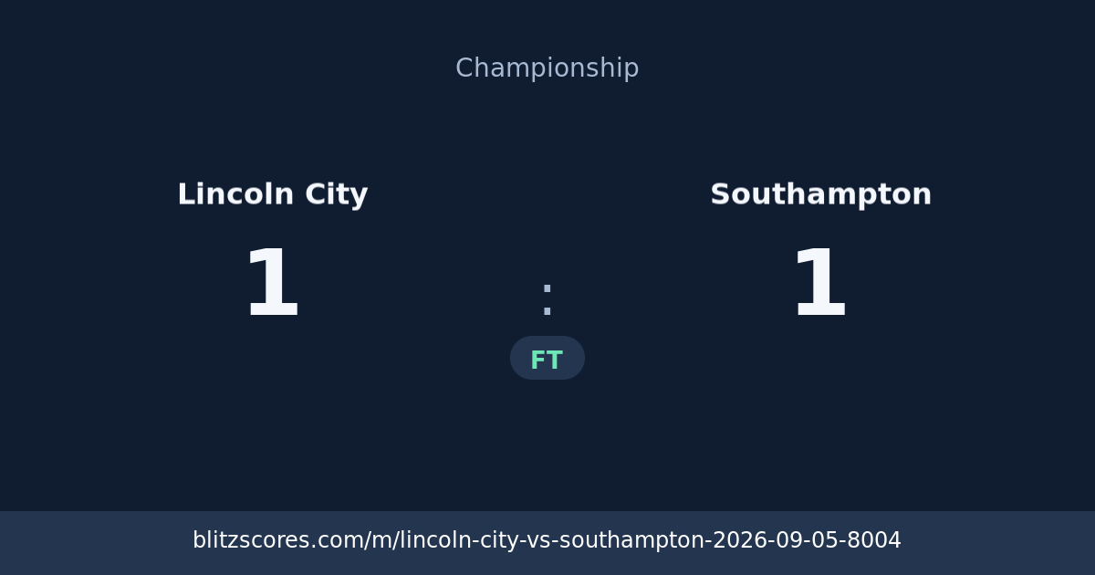 Lincoln City vs Southampton score card
