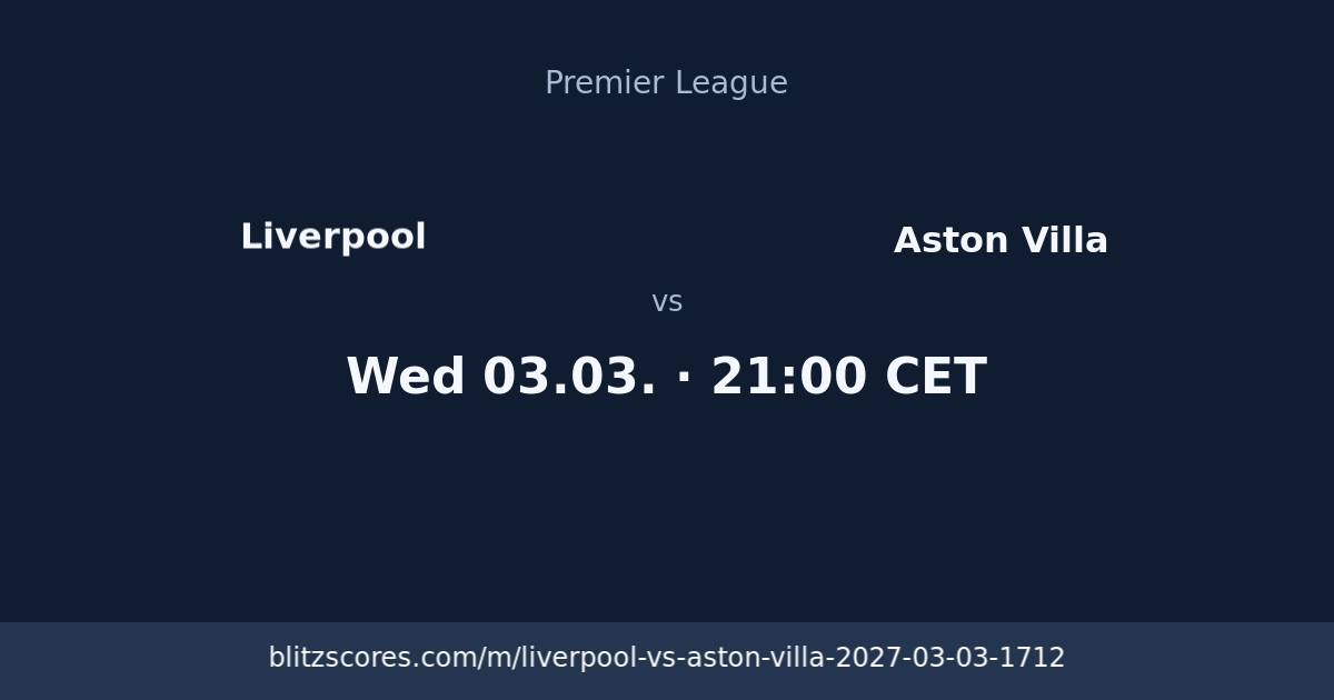 Liverpool vs Aston Villa score card